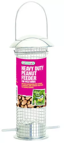 New Peanut Feeder Large Heavy Duty Polished Aluminium Easy Fill Feeder Gardman