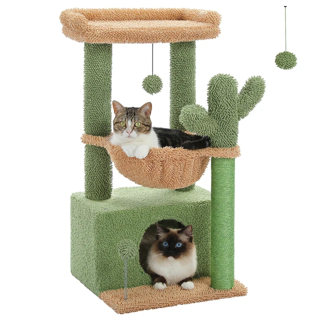 Kratzbaum Für Katzen In Baumform - Sisal Kratzpfosten Mit Spielzeug Orange