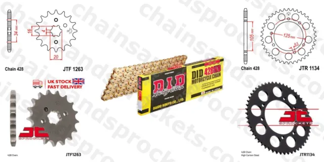 DID- All Gold Heavy Duty Chain Kit 428HDGG 126 fits Rieju 125 SMX 05-08