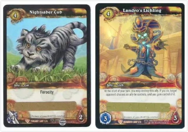 WOW World of Warcraft TCG Loot Cards Nightsaber Cub + Landro's Lichling WOW Pet