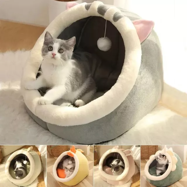 Sweet Cat Bed Warm Pet Basket Cozy Kitten Lounger Cushion Cat House 