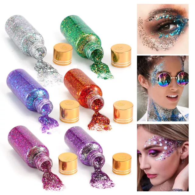 Holographic Mermaid Glitter Eyeshadow Gel For Body Face Liquid Sequins Pigments