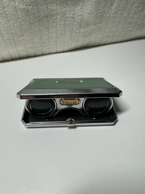 UNIQUE STELLAR VINTAGE Green Folding Opera Glasses Binoculars