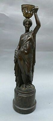 Antique French Victorian Figural Bronze Statue Sculpture Of A Maiden Sgn. Robert