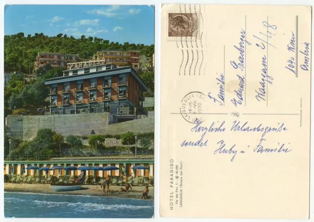 02833 - Laigueglia - Hotel Paradiso - Ansichtskarte, gelaufen 8.8.1970