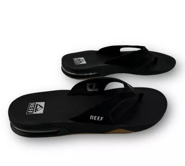 REEF FANNING MEN'S Flip-Flop Sandals Size 12 - Black Built-in Bottle ...