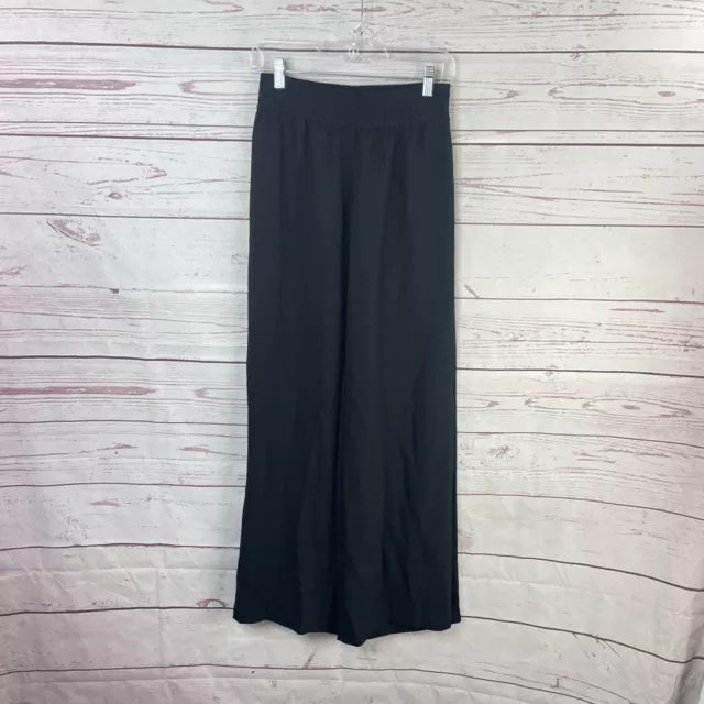 Trouve Women's Black Slit Wide Leg Elastic Waistband Casual Dress Pants Size XXS