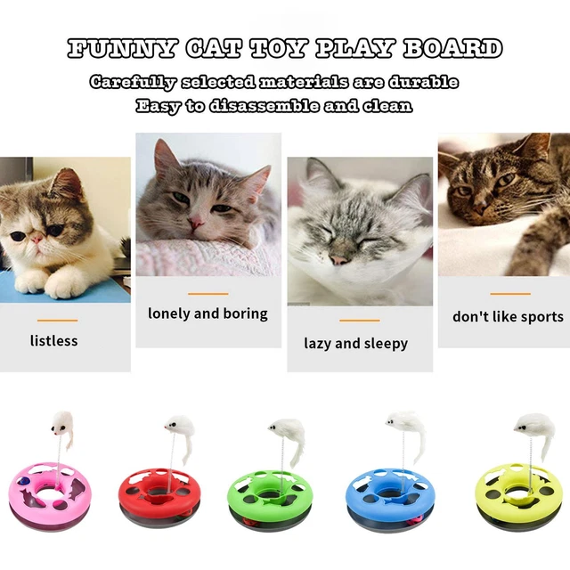Cat Toys Pista a rullo giocattolo gattino interattiva con mouse teaser erba gatta R0U1