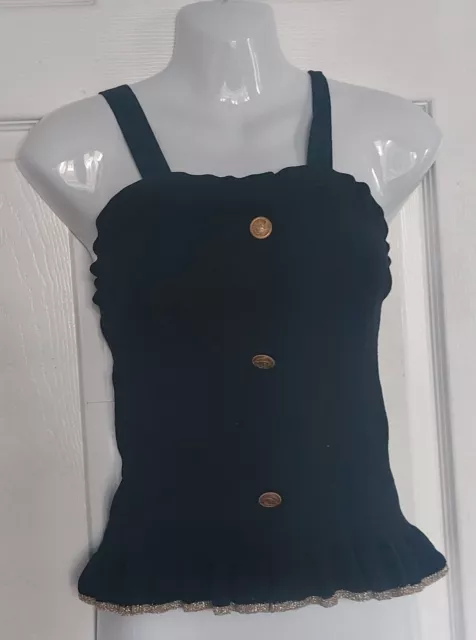 River Island Summer Sleeveless Vest top Age Girls 11-12 years Black and gold