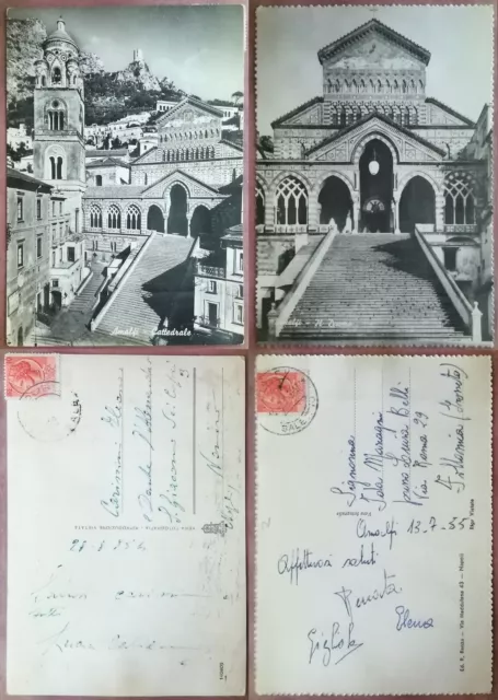 AMALFI (Salerno) - IL DUOMO - CATTEDRALE - LOTTO DI 2 CARTOLINE 1955 - 1956