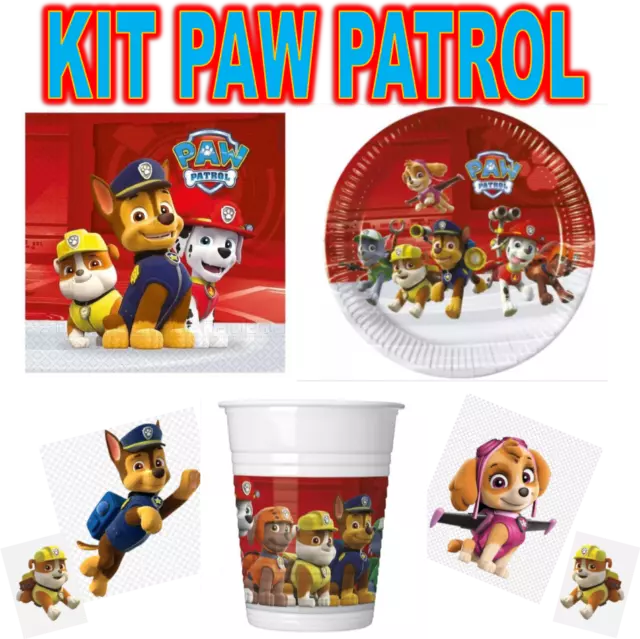 36 PEZZI -Kit festa PAW PATROL coordinato compleanno TAVOLA ADDOBBI PARTY piatti