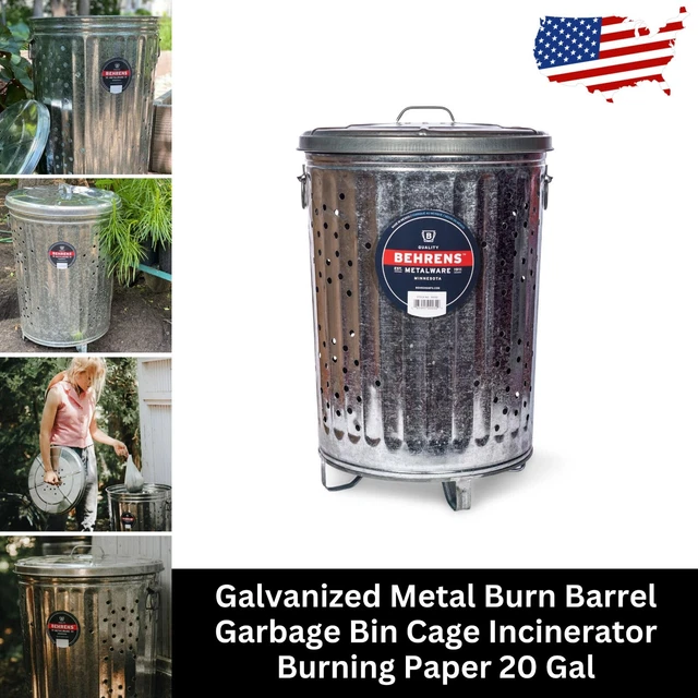 GALVANIZED METAL BURN Barrel Garbage Bin Cage Incinerator Burning Paper