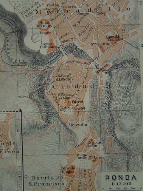 PLAN ANCIEN VILLE De Ronda Espagne Mapa Map 1908 EUR 12,00 - PicClick FR