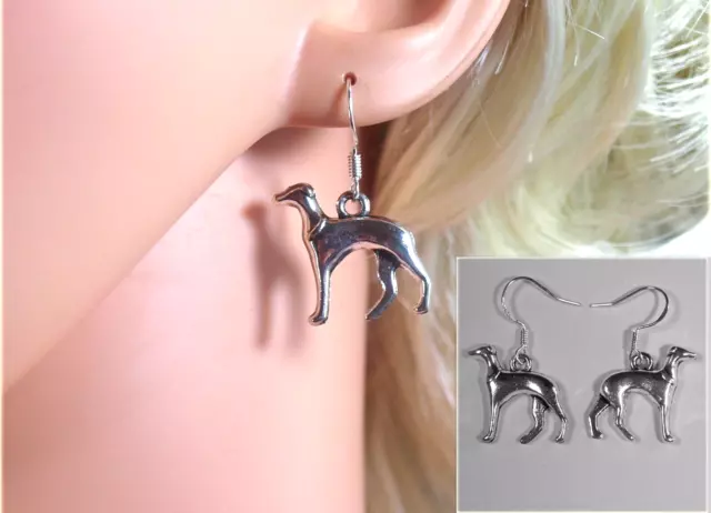 Handmade Silver Plated Greyhound/Whippet Earrings