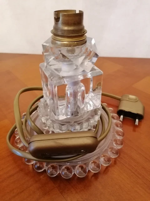Petite Lampe À Poser En Verre Transparent Années 50 Vintage Design 1950