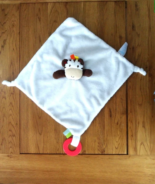 TESCO CAROUSEL ZEBRA Baby Comforter White Blankie With Teether £5.00