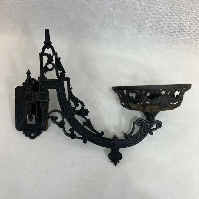Vintage Cast Iron Wall Sconce Swing Arm Oil Lamp Holder with Mount Farmhouse