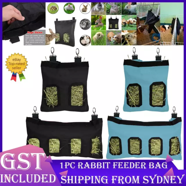 Rabbit Hay Feeder Bag Pet Rat Food Hanging Storage Slow Eating Feeding Pouch S/L