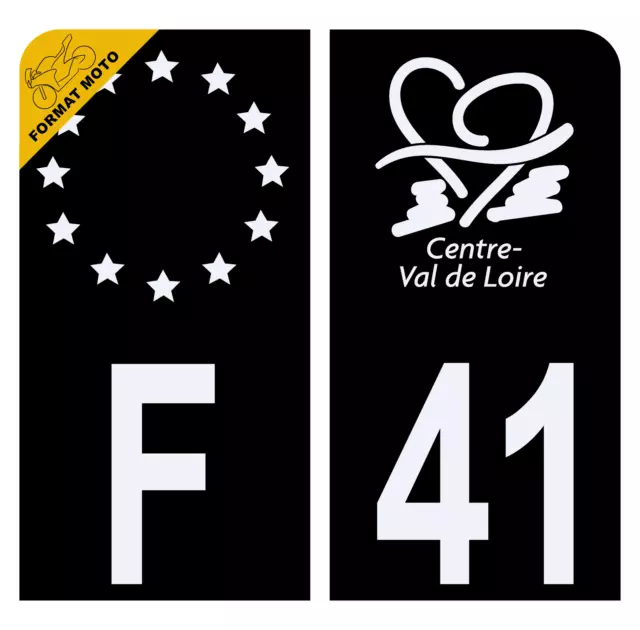Lot 4 Autocollants plaque immatriculation voiture auto département 45  Loiret Logo Région Centre-Val de Loire Noir & F France Europe