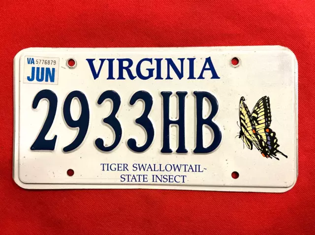 Virginia License Plate 2933HB ..... Expired / Crafts / Collect / Specialty