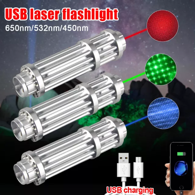 Laserpointer Pen <1MW Beam Light Leistungsstarke Lazer Brennendes Licht USB Akku