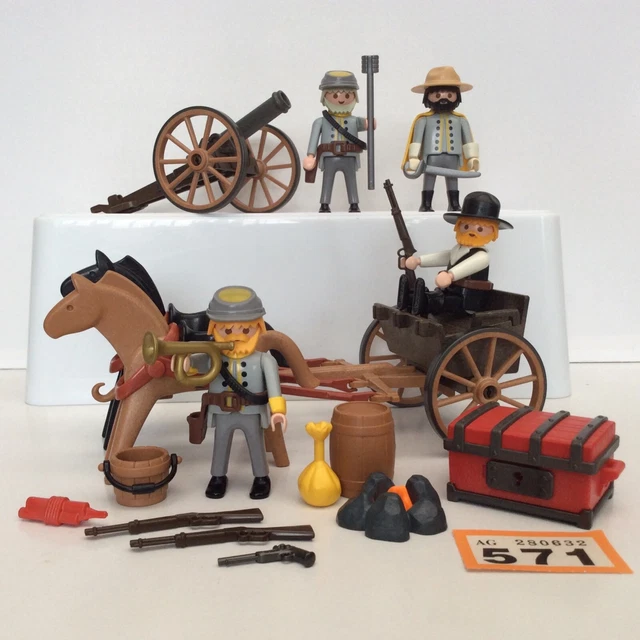 playmobil-western-vintage-civil-war-confederate-soldiers-cannon-bundle