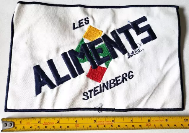 Large Vintage Les ALIMENTS STEINBERG Embroidered Back PATCH Quebec Grocery Store