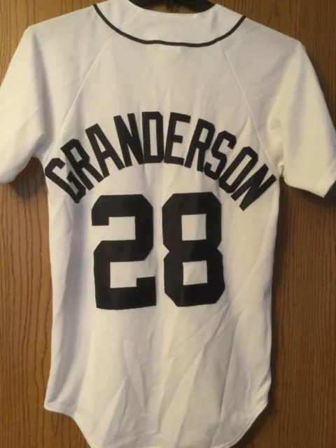 Curtis Granderson - #28  Detroit Tigers Jersey - White/Buttons/Poly/S - Majestic