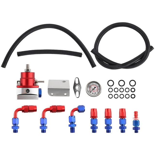 UNIVERSAL ADJUSTABLE FUEL Pressure Regulator Kit + 100psi Gauge AN 6 ...