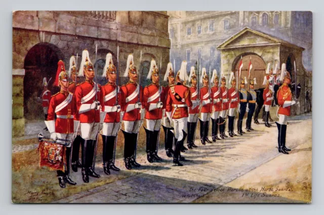 Postcard Four O'Clock Military Parade Whitehall London England Tuck Oillette A13