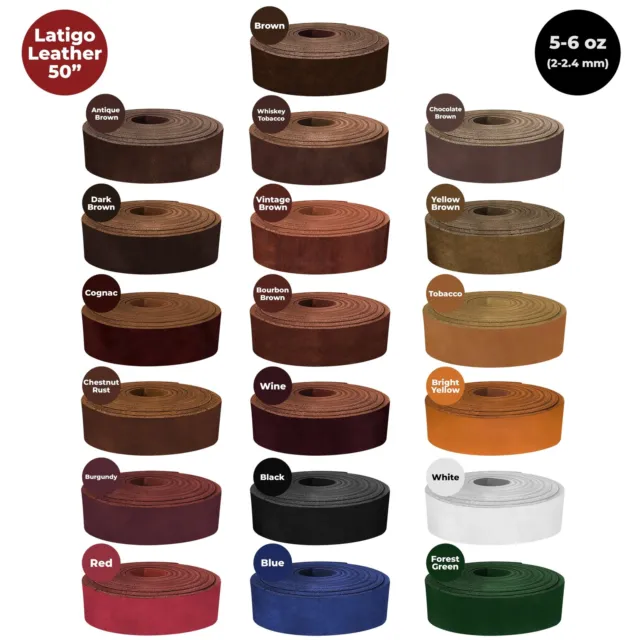ELW Latigo Leather 5-6 oz. (2-2.4mm) Straps, Belts, Strips 50" (127cm) Length