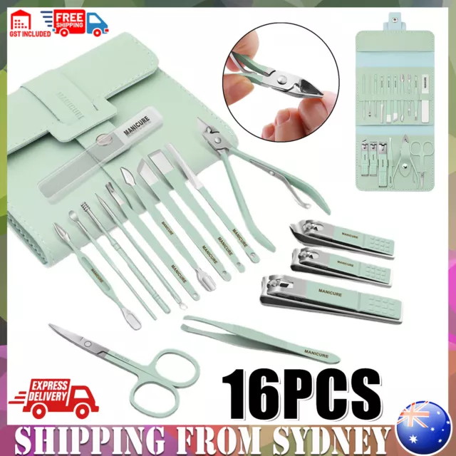 16PCS/Set Tools Pedicure Kit Stainless Steel Nail Grooming Clippers Manicure AU