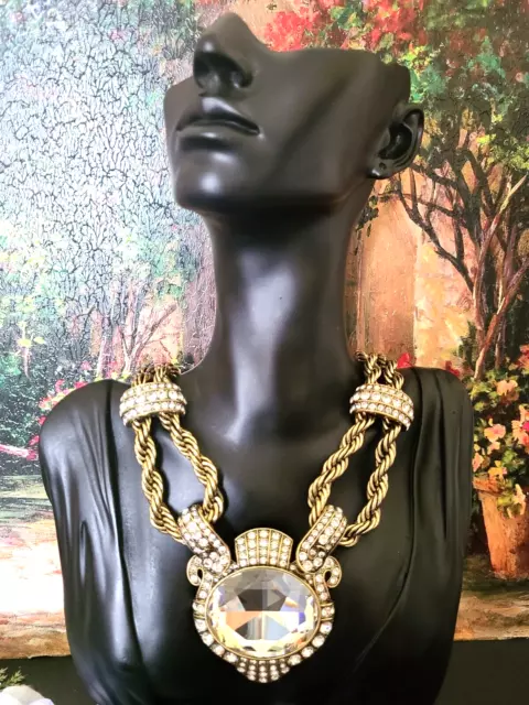 Heidi Daus "Chain Of Event" Clear Crystal Beaded Necklace - Nwt
