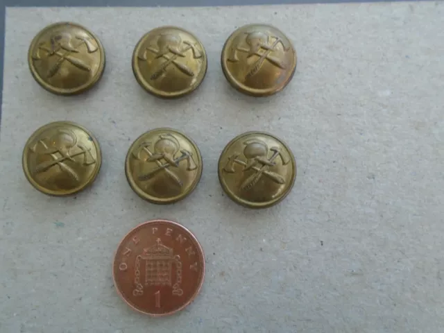 BRASS CROSSED AXES FIRE BRIGADE BUTTONS, 6 X 19mm