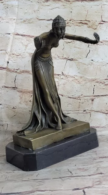 Vintage Signée Bronze Style Art Nouveau Deco Chiparus Statue Figurine Cadeau