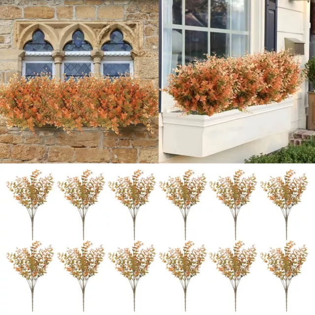 12PACK Artificial Fall Flowers No Fade Faux Autumn  Indoor Outdoor Greenery For