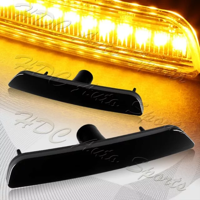 For 2010-2014 Ford Mustang Smoked Lens Amber LED Front Bumper Side Marker Lights