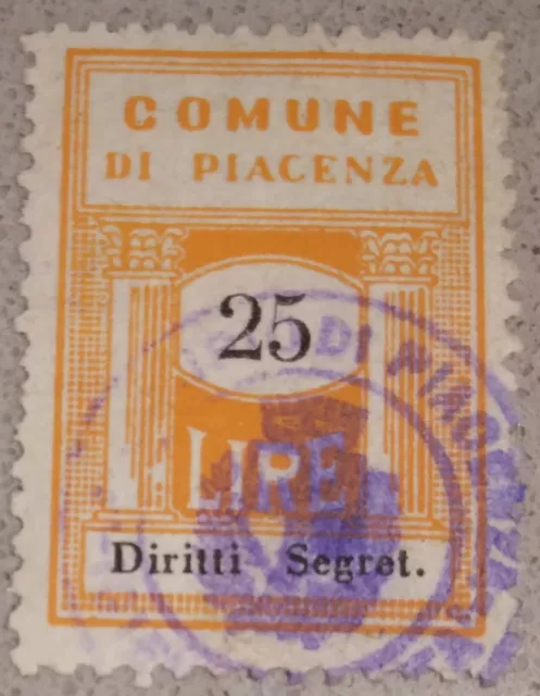 Italy Piacenza, Diritti di Segreteria 25 Lire, Marca da bollo