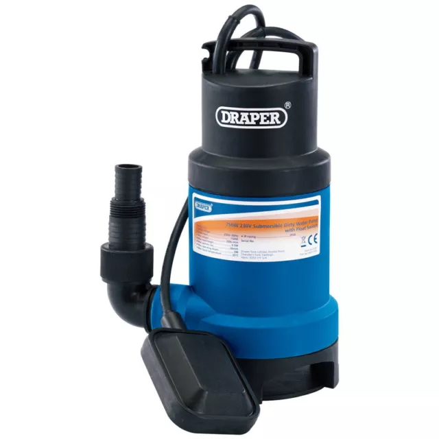 Draper 61667 Submersible Dirty Water Pump With Float Switch, 200L/Min, 750W