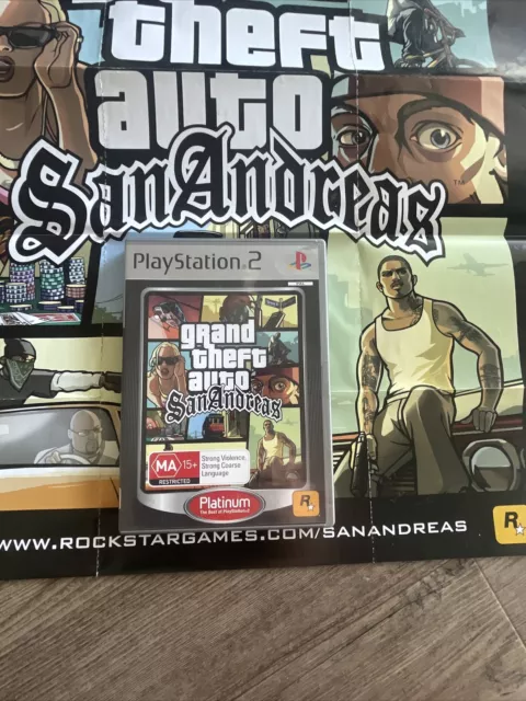 Grand Theft Auto San Andreas PlayStation 2 PS2 w/ Manual & Map Free Shipping