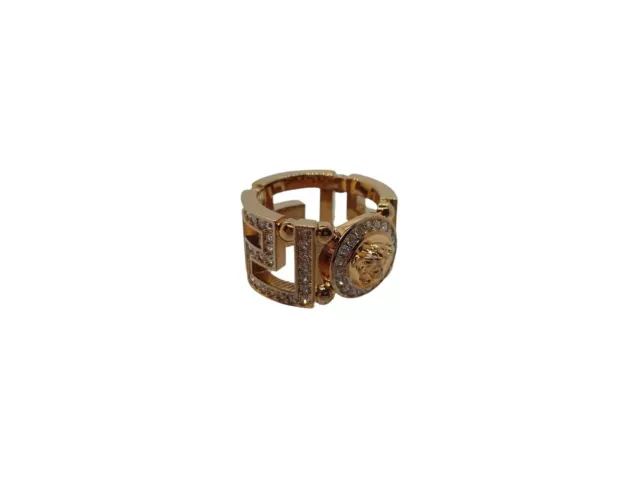 VERSACE Ladies Yellow Gold Crystal Medusa Icon Logo Ring Size IT13 UK L NEW