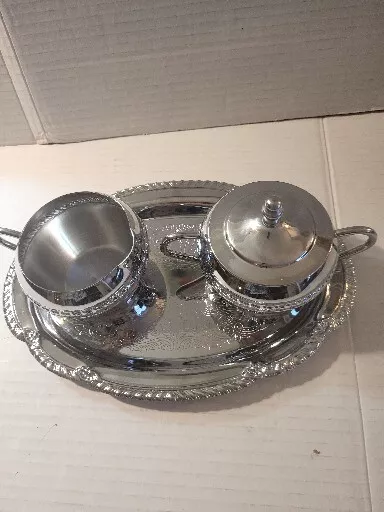 Vintage 1970s Cream and Sugar Tray Set Made In USA