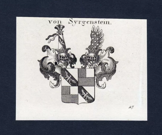 1820 Syrgenstein Escudo Nobleza Abrigo De Arms Heráldica Grabado