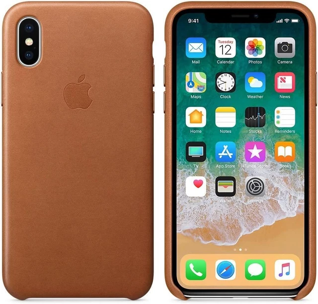 Genuine / Official Apple iPhone X Leather Case / Cover - Saddle Brown - New