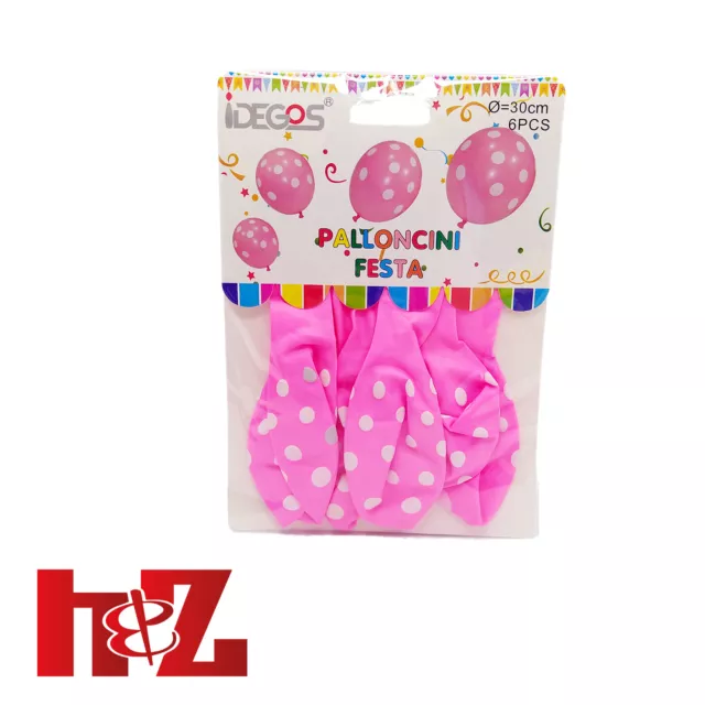 Palloncini in Lattice a Pois Rosa e Bianco da 30 cm 6 pz