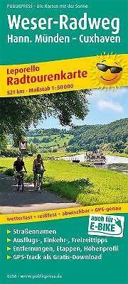 Weser cycle path, cycle tour map 1:50,000, ,