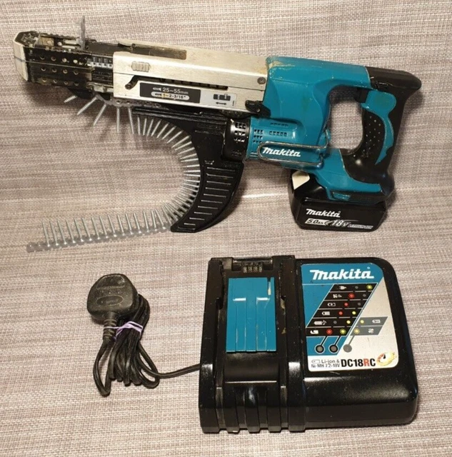 MAKITA DFR550 AUTOFEED Collated Screw Gun Drywall 5AH Battery 18v LXT
