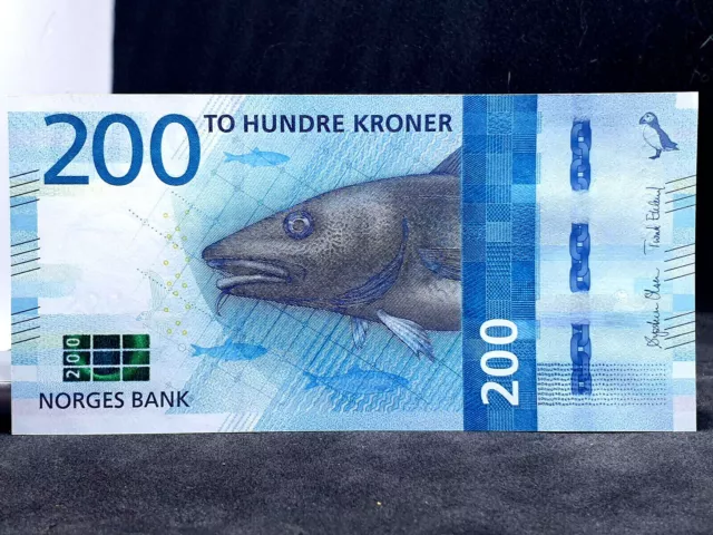 Norway 2016 - Fish - RARE NUMBER 44444 - UNC Banknote - 200 kroner