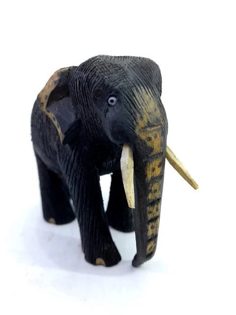 Handmade Wood Elephant Sculpture Lucky Statue Hand Carved Wooden Figurine Gift