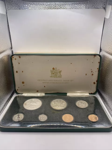 TRINIDAD AND TOBAGO 1971 7 COIN PROOF SET WITH SILVER - sealed/complete